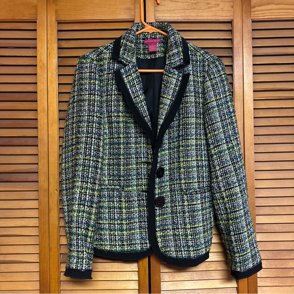 Vintage 90s Sunny Leigh green black blazer jacket Y2K